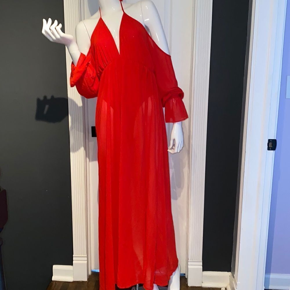🔥Forever 21 red maxy dress sz M New  #3